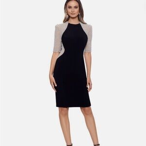 XSCAPE - Elegant Black Beige and Silver Dress